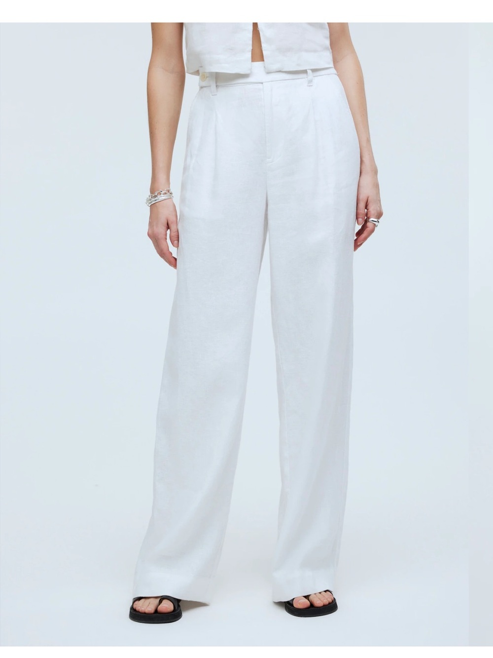 Madewell White Wide-Leg Linen Pants